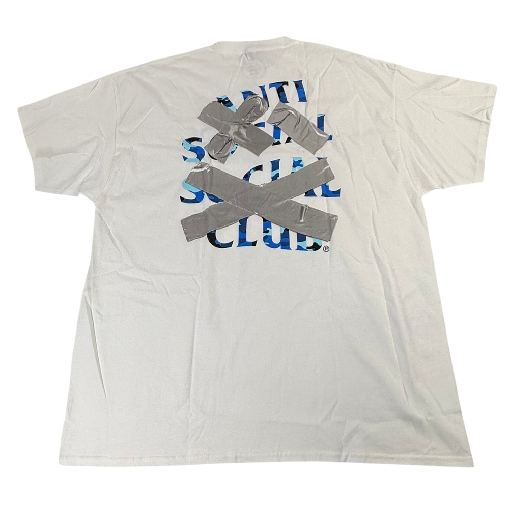 Anti Social Social Club ASSC Duct Tape Blue Camo Logo White T-Shirt Mens XXL